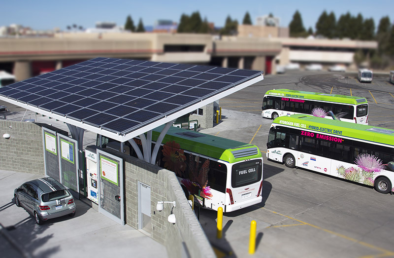 Emeryville, California hydrogen station - AC Transit fuel cell electric buses