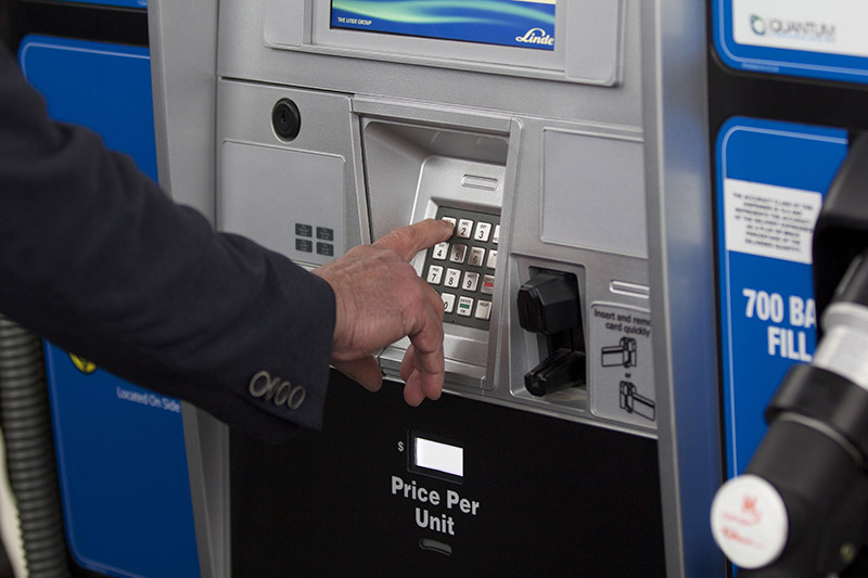 Pin pad input at a hydrogen station